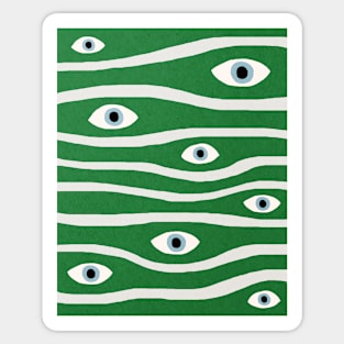 Eyes, Abstract shapes, Mid century art print Sticker